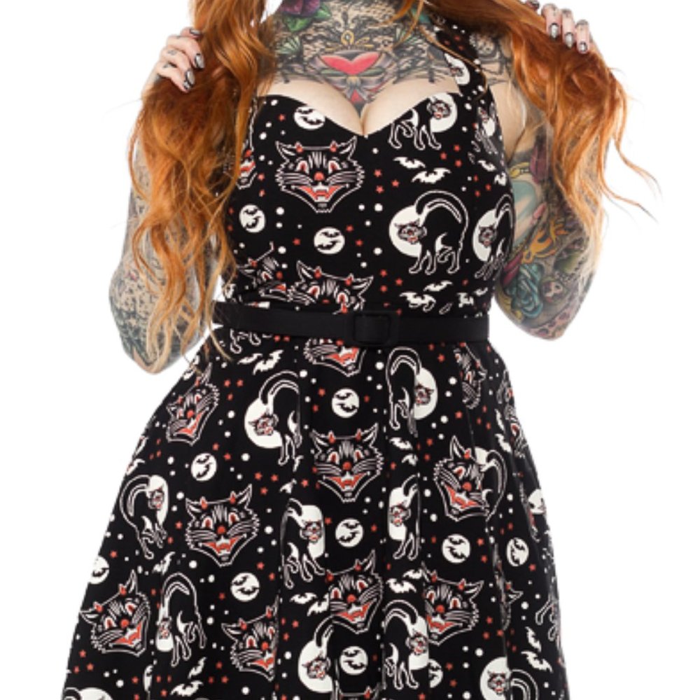 Sourpuss Lucy Fur Floozy Dress Retired Retro Punk Vintage Goth Pinup